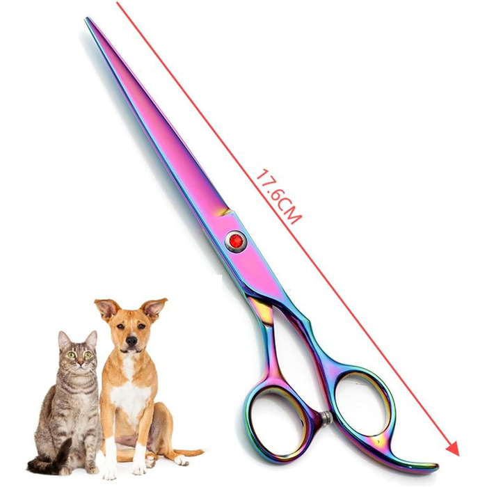 Набір професійних ножиць для грумінгу собак та котів 5-в-1, 7.0 дюймів, з нержавіючої сталі 440C, включає секатор, вигнуті та прямі ножиці, гребінець для шерсті