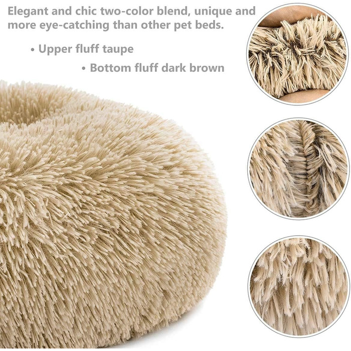 М'яке ліжко для собак та котів, маленьке, плюшеве, 50/70 см, бежеве, з неслизьким дном, машинне прання
