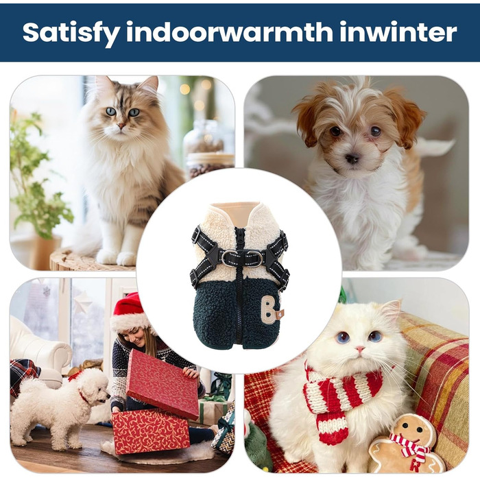 Зимовий теплий одяг для собак, куртка для тварин з отвором для повідка, для холодної погоди – рожевий/білий (зелений/білий), для маленьких та середніх собак