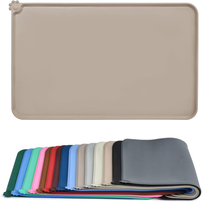 Силіконовий килимок для годування собак та котів AUDWUD, водонепроникний, антиковзний, 53x38 см, колір Adobe Brown