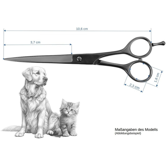 Професійна ножиці для грумінгу собак Weltmeister Solingen: вигнуті, з мікро-зубчиками, 4 дюйми (10,6 см), преміум-якість, Made in Germany
