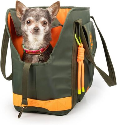 Сумка для собак Dog with a Mission | Переноска для собак | Сумка-переноска для тварин | Зелена/Помаранчева | 47 x 34 x 20 см