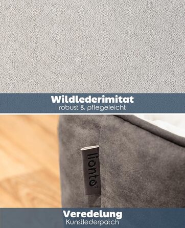 Ліжко для собак Lionto 2-в-1 з м'яким входом, зручне лежання для собак та котів, 60x50 см, подушка для собак у легкому догляді з ефектом замші, сірий L 60 x W 50 x H 22 см Темно-сірий/Світло-сірий