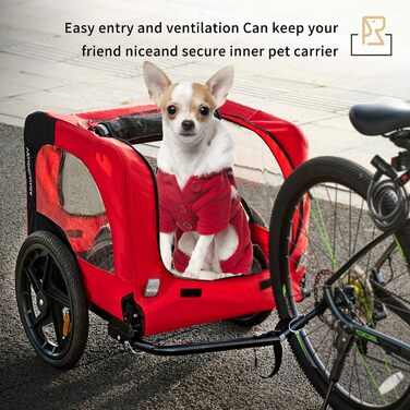 Фаркоп для велосипеда SogesHome: Перевезення собак, XXL, 600D Oxford, Червоно-Чорний