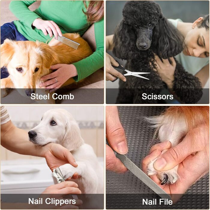 Професійна машинка для стрижки собак, тиха, для довгого та густого волосся, електрична, бездротова, акумуляторна, для собак, котів, домашніх тварин, чорний / золотий