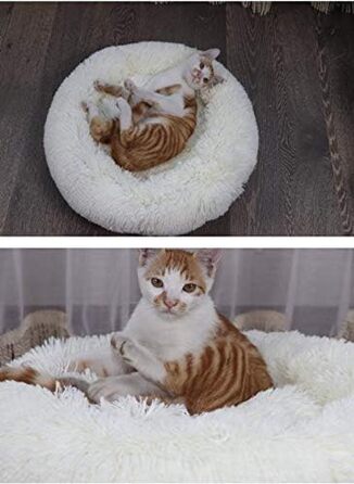 Кругле м'яке плюшеве ліжко-гніздо для кошенят та собак, зелене (XS:40 см)