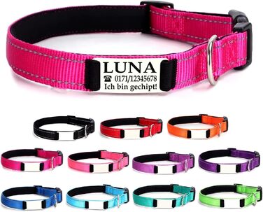 Персоналізований нашийник для собак, з іменем, середнього розміру, 35-50 см, світловідбиваючий (M)