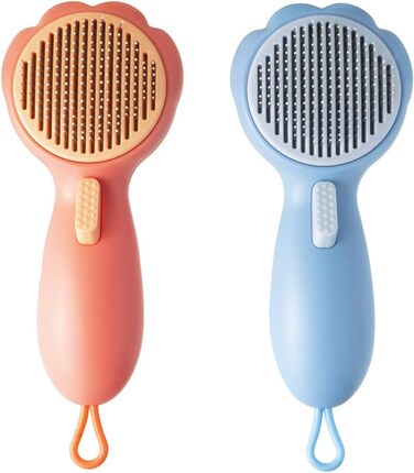 Щітка для собак для видалення шерсті, масажна щітка для котів, видаляє випадаючу шерсть та сплутаності, м'які щетинки, самоочисна, для собак з масажем, блакитна