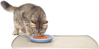 Водонепроникний килимок для їжі PetFusion 45,7x30,5 см для собак і котів, малий, бежевий