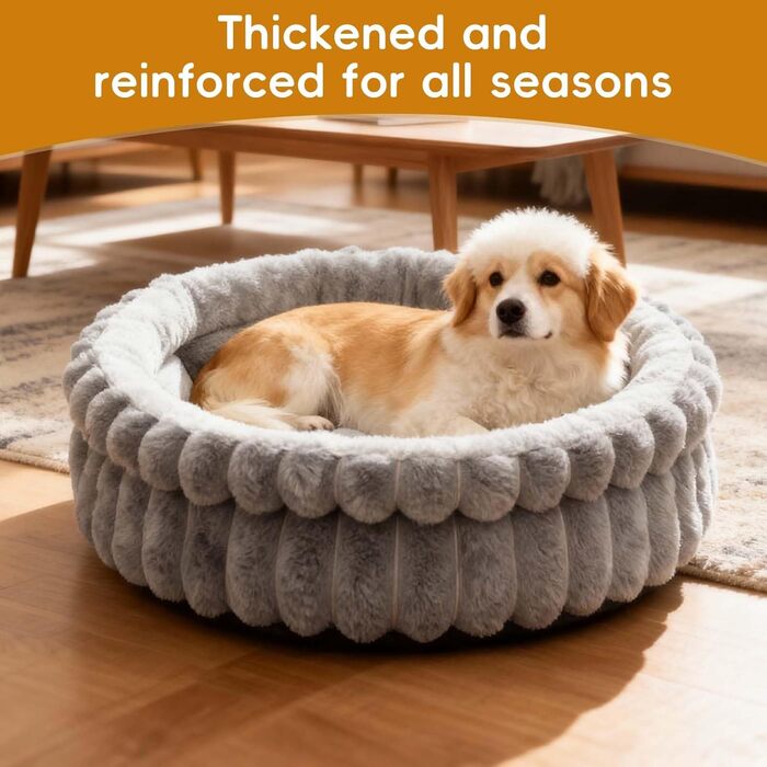 Кругле м'яке ліжко для котів та собак, біле, 50 см. Миється. Підходить для маленьких та середніх порід.