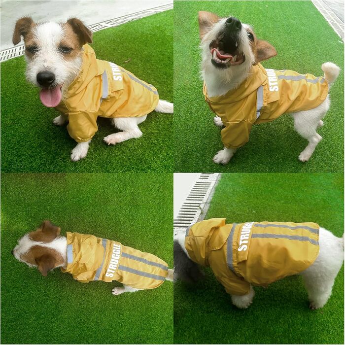 Дощовик для собак PETCUTE: водонепроникний дощовик з капюшоном для маленьких та великих собак, армійного кольору (S, жовтий)