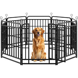 Кіягро вольєр для цуценят 544см, 8-секційний розкладний вольєр для тварин з дверима, вольєр для собак, котів, кроликів, для саду, збірка без інструментів, 80см у висоту