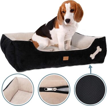 Крісло-ліжко для собак Buddy, чорне, M (85x70 см), знімний чохол