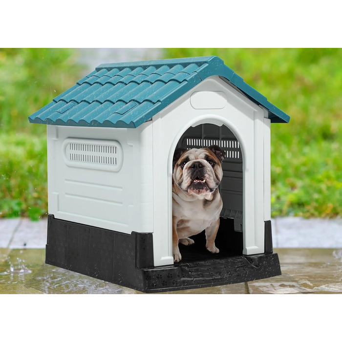 Кізочок для собак Lanco - вольєр для маленьких собак, внутрішній та зовнішній, 68x55x66 см, блакитний та білий