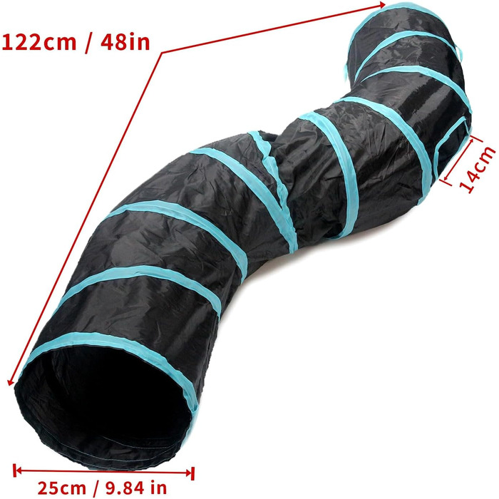 Туннель для котів Katze Spielzeug - іграшка-тунель для кошенят, цуценят та кроликів. Чорний, складаний.