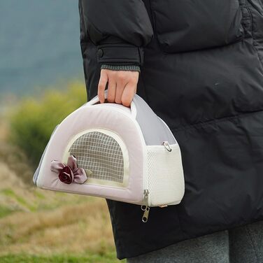 Транспортна сумка для маленьких тварин: переноска для собак, котів, шиншил | Переноска для хом'яків, кроликів, морських свинок, аксесуари для подорожей, рожева