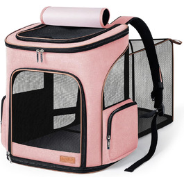 Рюкзак для тварин Lekereise, розширюваний, для котів та маленьких собак, для подорожей та активного відпочинку, рожевий, 24.4'L x 14'W x 16.2'H