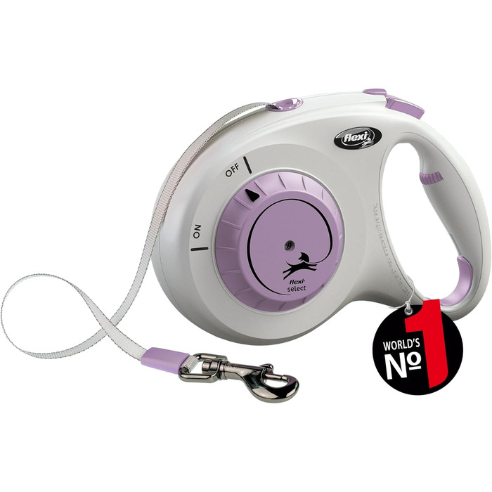 Flexi® Select Gurt: рулетка для собак до 25 кг, 7 м, сіро-фіолетовий колір, регулювання 0-7 м