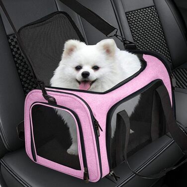 Транспортна переноска для тварин, сумка-переноска, переноска для собак, портативна, багатофункціональна, м'яка, складна, стабільна, безпечна, рожева
