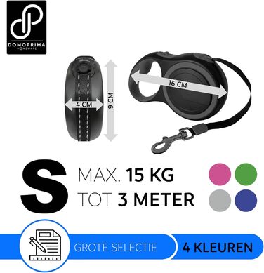 Нашийник для собак Domoprima: міцний, безпечний, з відбиваючим рефлектором, розміри S, M, кольори: сірий, блакитний, зелений, рожевий