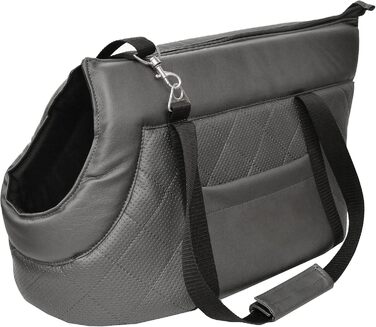 Сумка-переноска для собак та котів Boutique Zoo - сіра металік (штучна шкіра), до 5 кг