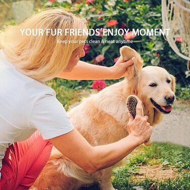 Набір для догляду за шерстю собак та котів: щітка з натуральної щетини та гребінець, 2 шт.