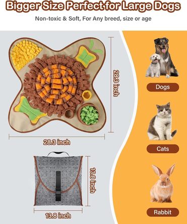 Schnüffelmatte для великих собак HOPET, інтерактивна тренувальна килимок для годування, стимуляція розуму та повільне годування, іграшка для всіх порід