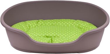 Корзина для собак Adena, 58 x 38 см, бежева + подушка з принтами, 58 x 38 x 20 см