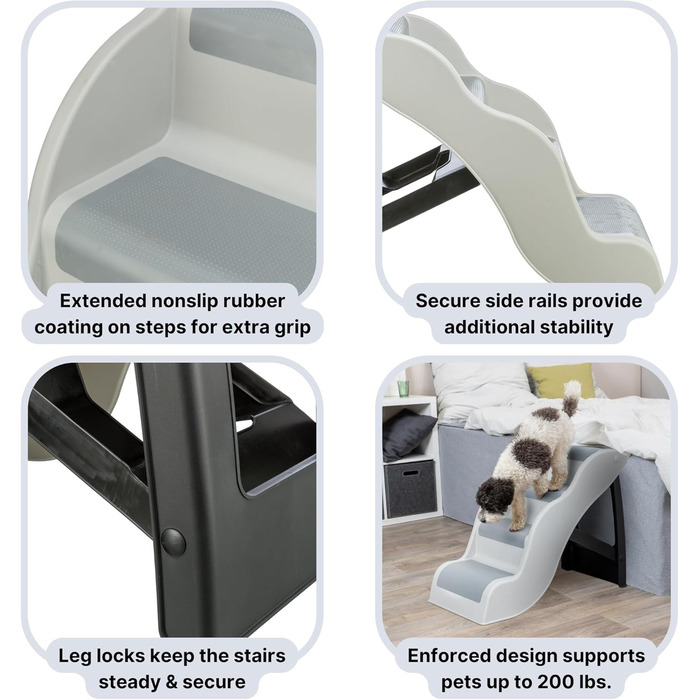 Сходинка для собак TRIXIE з гумовим покриттям – 4 сходинки, сіра