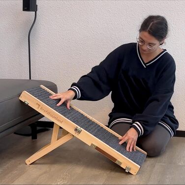 Рампа для собак та котів Kratzbaumland, дерев'яна, складна, регульована висота, 80 см (темно-сірий)