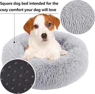 Кругле ліжко для тварин 50 см: м'яке ліжко для собак та котів у формі пончика, світло-сірий колір