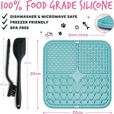 Килимок для годування собак та котів Bugalugs Licky Mats, 2 шт. (рожевий/блакитний), 100% харчовий BPA-free, зменшує стрес та тривогу