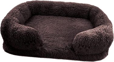 М'яке собаче ліжко, миється, для великих, середніх та маленьких собак, з неслизьким дном, знімний чохол, розмір M (50 x 40 x 14 см), (S(40x30x12cm), темно-коричневе)