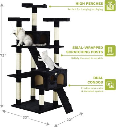Дряпак для котів Go Pet Club, 83,8×55,9×182,9 см, чорний