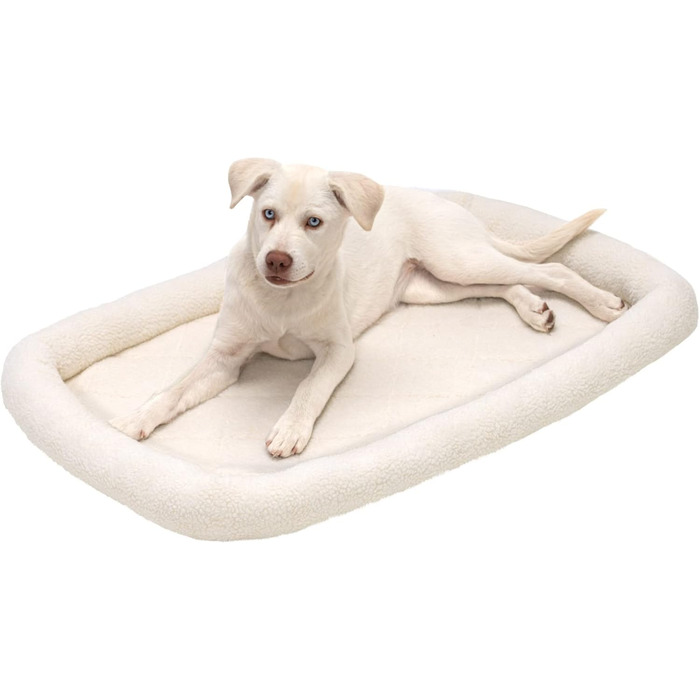 FurHaven Лежанка для собак великих та середніх порід, Sherpa-Fleece, розмір L, 91 x 58 x 7 см, кремовий колір