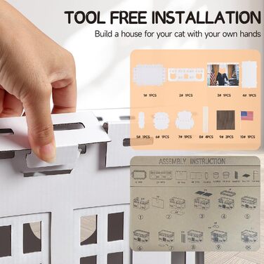 Білий картонний будиночок для котів Felmis з когтеточкою, ідеальний для дому, когтеточка-коробка, ігровий будиночок для котів, котяча фортеця