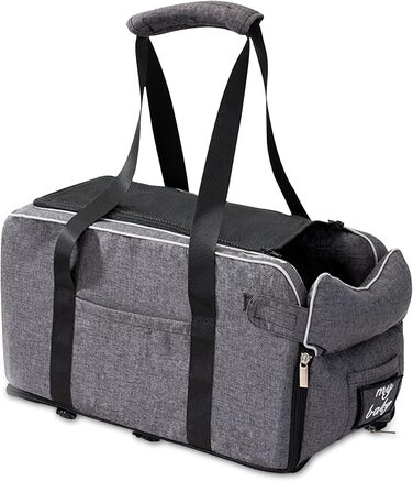 Автокрісло для собак Ergocar: підходить для малих собак та котів до 6 кг, з ременями та чохлом (сірий)