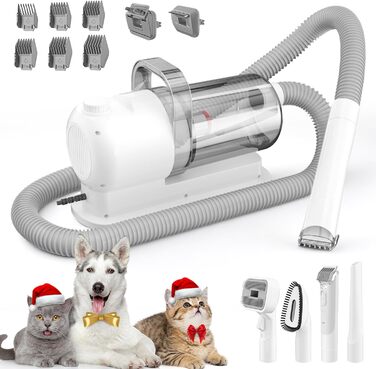Електрична машинка для стрижки собак з пилососом 10000Pa, набір для грумінгу тварин, 2.5л контейнер, 6 гребінців, тиха, щітка для грумінгу та видалення шерсті для собак та котів