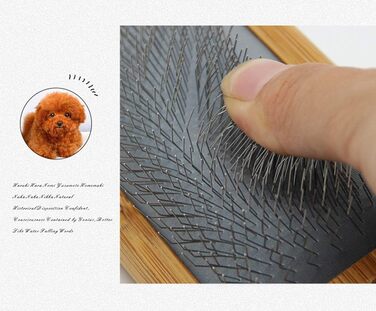 Щітка для грумінгу домашніх тварин з дерев'яною ручкою та металевими шпильками. Інструмент для видалення шерсті та розпушування. Підходить для собак та котів.