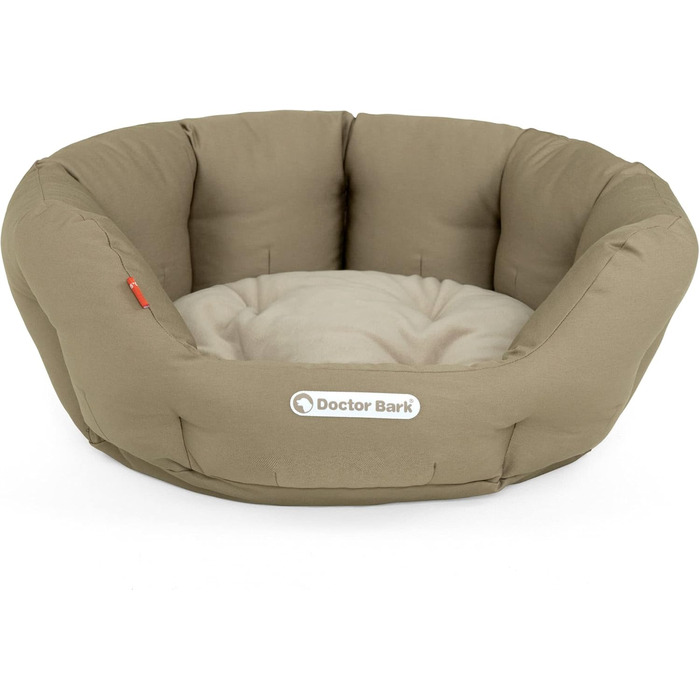 Кругле ліжко для собак Doctor Bark - м'яке, ортопедичне, для середніх собак, 50x40 см, Made in Germany (Королівський блакитний, Золотисто-коричневий)