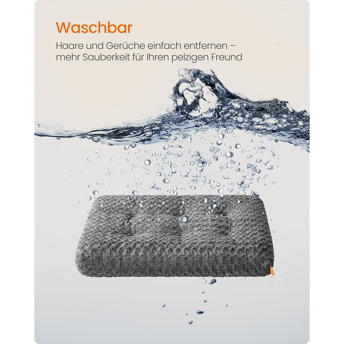 Ліжко для собак Feandrea XL, плюшеве, 110 x 73 см, для великих собак, м'яке, миється, нековзне, сірий PGW293GN01 (L 95 x 60 x 10 см)