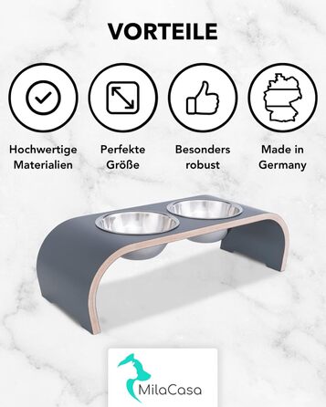 Набір мисок для собак MilaCasa - 2 шт., підняті миски для корму, сірий, для собак