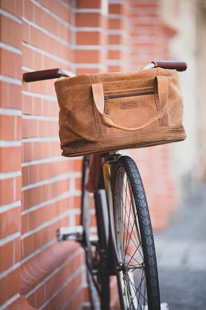 Лідковий кошик Gusti Egan з натуральної шкіри: знімний велосипедний кошик, сумка-мішок, кошик для пікніка, коричневий колір