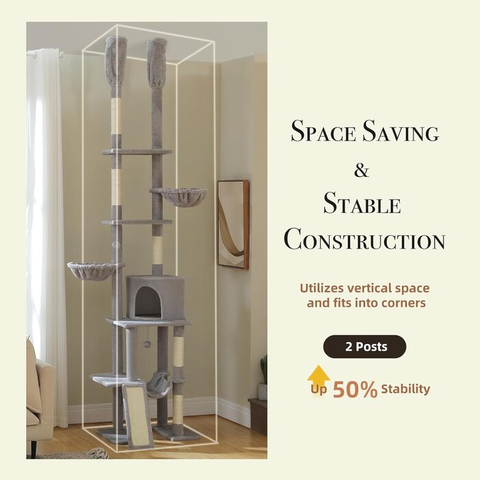 Дерево для котів PETEPELA з високою покрівлею та великою печерою (сірий)