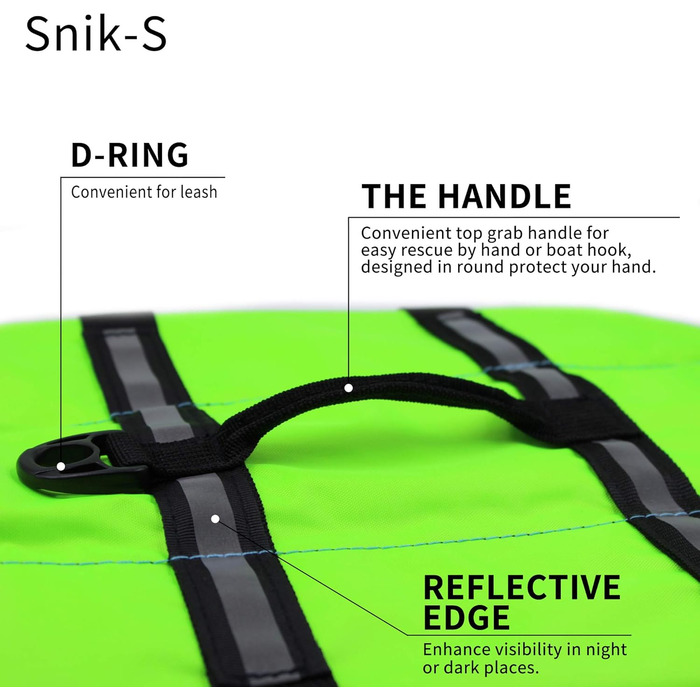 Світшот для собак Snik-S з світловідбиваючими смугами та регульованим поясом, жилет для плавання для собак з короткою мордою (Мопс, Бульдог, Пудель), розмір L, колір зелений