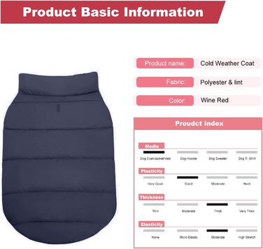 PETCUTE Зимовий теплий куртка для собак, водонепроникний, з отвором для шлейки, для малих, середніх та великих собак, Navy Blue