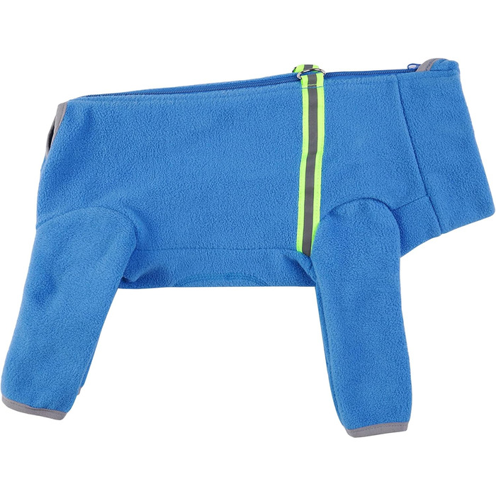 Тепла флісова куртка для собак, зимовий одяг для цуценят, тепла куртка з капюшоном, теплий комбінезон для собак, з кільцем D, для холодної погоди, для собак маленьких та середніх порід, розмір XXL (блакитний) 2XL - довжина спини 40 см, блакитний