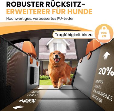 Авточохол на сидіння для собак HiPetpy, 7-шарова захисна накидка з PU-шкіри, водовідштовхувальний, для собак, вантажопідйомність 204 кг, оранжевий