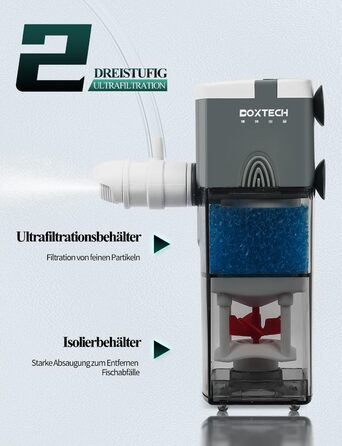 Акваріумний фільтр Boxtech Interner 6W: 4-в-1, тихий, регульований, 450L/H, для акваріумів 70-150л