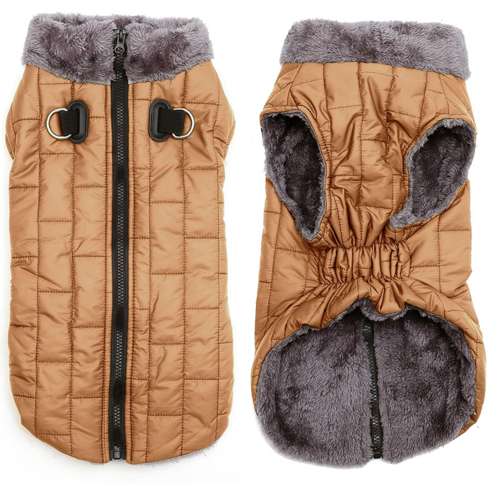 Теплий флісовий одяг для собак JoyDaog, D-кільця, водонепроникна куртка для цуценят на зиму, червоний, розмір S